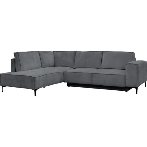 SAYLA Canapé d'angle convertible en tissu gris foncé - Angle gauche (1/5)