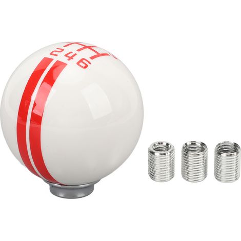 Pomello del cambio a 6 marce stile Shelby GT500 per auto da corsa, con sfera rotonda e 3 adattatori, cambio manuale, bianco e rosso