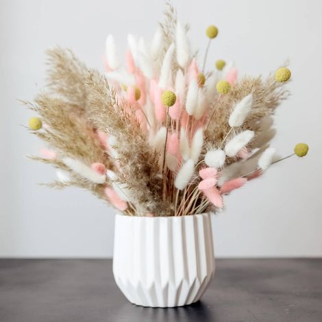 Tableau sur toile vase de fleurs séchées 30x30 cm - Impression sur Toile Murale Décorative - Image imprimée en HD sur Toile - Toile sur Châssis en Bois FSC - Fabriqué en France