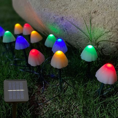 Lampes Solaire Jardin Champignon - 20 LED - 8 Modes - Étanche IP44 - Pour Allée Patio Cour - 5 M (1/5)