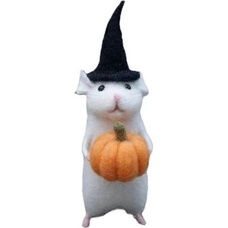 Souris d'Halloween avec une citrouille, animaux en feutrine, D (1/5)
