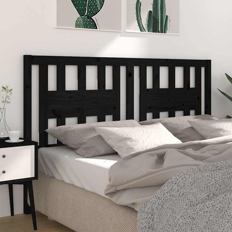 vidaXL Cabecero madera maciza de pino negro 126x4x100 cm (1/5)