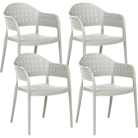 Set di 4 sedie da pranzo da giardino impilabili con braccioli in plastica verde chiaro Narino