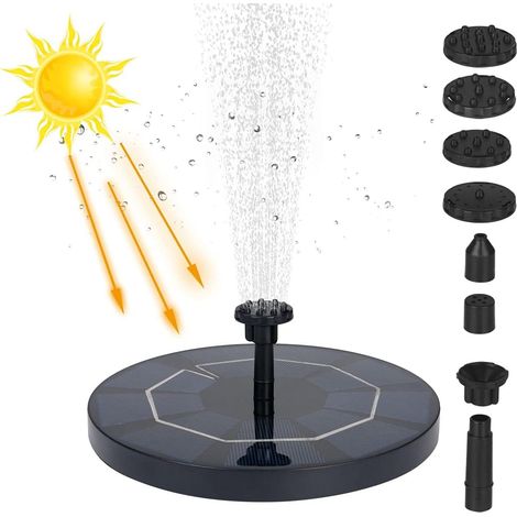 Outdoor Floating Solar Fountain 3.5W, Solar Pond Pump with 1500mAh Battery and 6 Nozzles, Solar Floating Fountain for Ponds Garden Aquarium Pond Birdbath Fountain (1/5)