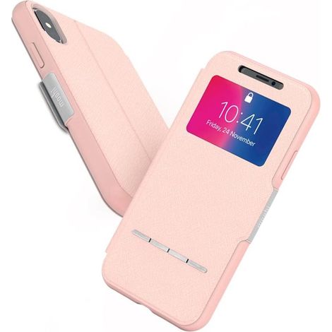 SenseCover para iPhone XS / X - estuche rígido con cubierta sensible al tacto - Luna Pink (1/5)