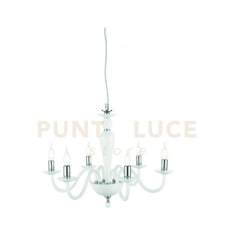LAMPADARIO PAGANINI 6 LUCI BIANCO CROMO ATTACCO E14 D.70CM