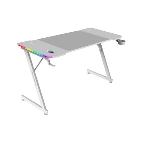 MGD-X140RGB, Mesa Gaming Ergonómica, Iluminación ARGB con Mando, Fibra de Carbono, Alfombrilla XXL, Soporte Auriculares y Bebida, Gestión Cableado, Es