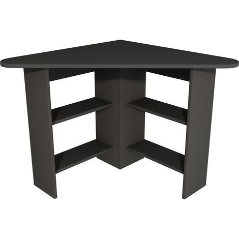Eckschreibtisch Panchia, 5 Ablagen, 4 Fächer, 80x80x74h cm, Schwarz Antrazit