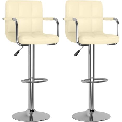 Maison Exclusive - Barhocker 2 Stk. Creme Kunstleder (1/5)