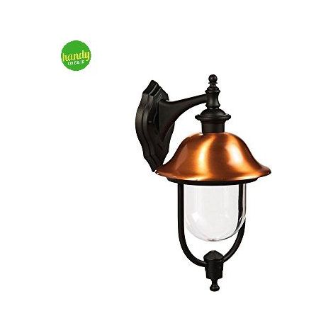 lanterna da parete 'calliope down' colore nero/rame