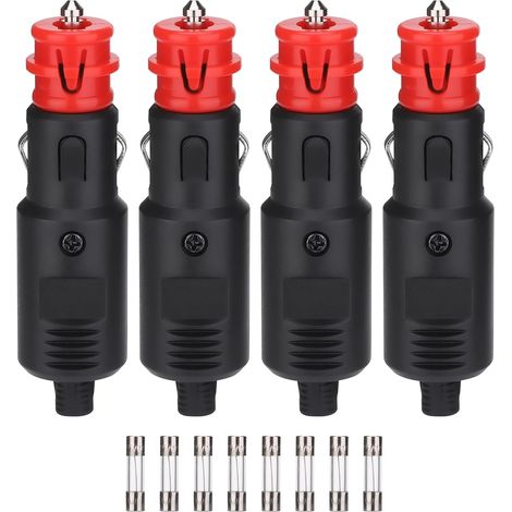 DOLASO 4er-Pack 12V/24V-Zigarettenanzünderstecker mit 10A-Sicherung für Auto, LKW, Motorrad (1/5)