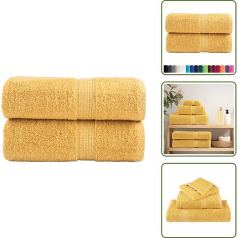 The Living Store Premium Gästetücher SOLUND 2 Stk. Gold 30x50 cm 600 g/m² - Gästetücher (1/5)