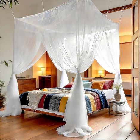 Moustiquaire pour lits doubles et simples, 190 x 210 x 240 cm, grande moustiquaire, lit de voyage, haute qualité, avec kit de suspension (1/5)
