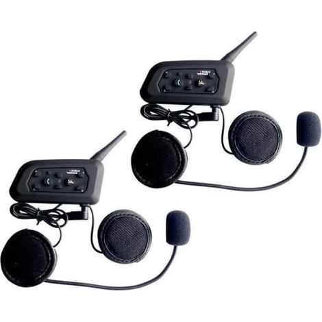 Intercom moto Vnetphone V6-1200 Radio sans fil étanche Bluetooth avec microphone 1200M pour 6 motards/amateurs de ski (2 pièces) (1/4)