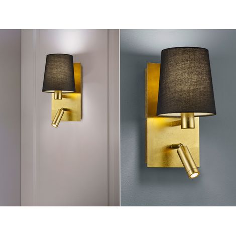 Moderne goldfarbene Wandlampe mit schwarzem Lampenschirm und Spot-LED-Marriot-Trio-Beleuchtung (1/5)