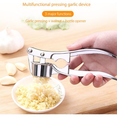 Presse-ail multifonctionnel à hacher, râper le gingembre, éplucher et presser - Outil professionnel de cuisine pour ail et épices (1/5)