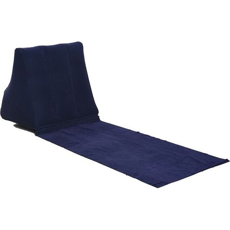 Coussin de Plage Gonflable et Pliable - 130 x 48 cm - Appui-Tête Confortable - pour Lounge, Piscine ou Camping - Bleu Foncé (1/3)
