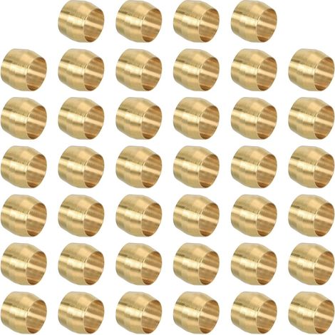 40Pcs Manchons de Compression en Laiton pour Tuyaux d'Air, 1/4" Id, Kit Assortiment de Raccords de Compression en Laiton (1/5)