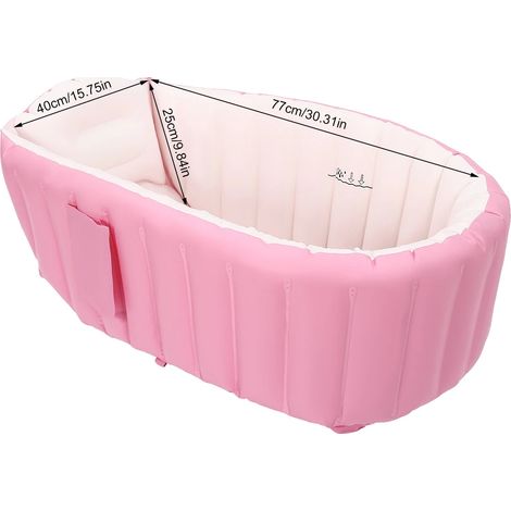 Baignoire pour bébé gonflable, design confortable, facile à gonfler, Rose (1/2)
