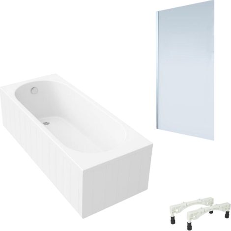 Bañera derecha con patas 170x70cm VILLEROY & BOCH O.Novo Blanco + Mampara izquierda AURYS Mist 1 cromada