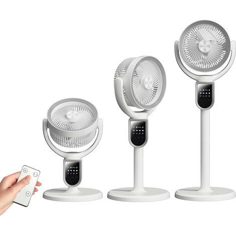 Ventilateur de table et de sol 2-en-1. Ventilateur de tour USB rechargeable avec batterie 4800mAh – 4 vitesses, oscillation à 140°, minuteur 9h, télécommande – Refroidisseur d'air silencieux pour (1/5)