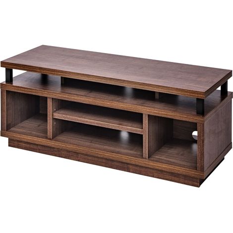 Iris Ohyama, Meuble TV, Meuble tele, Banc TV, Support télévision pour ecran jusqu'à 43 pouces, 5 Etagères, Sortie-câbles, Contemporain, Chambre, Salon - TV Cabinet Middle OTS-100M - Marron (1/3)