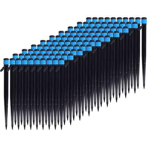 100 Pièces Émetteurs d'Irrigation Goutte à Goutte 18cm, Tête d'Arrosage Rotative 360° Universelle pour Tubes 4/7mm (1/5)