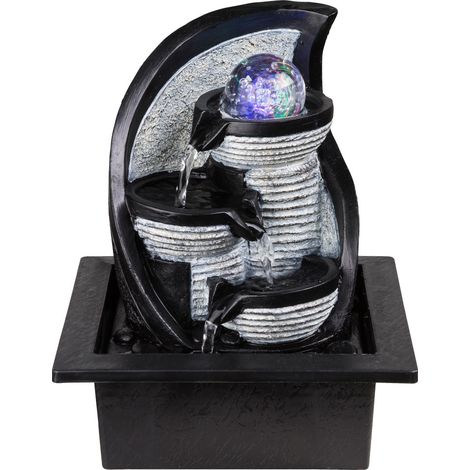 Hochwertiger RGB LED Tisch Brunnen RGB Farbwechsel Beleuchtung Stand Wasser Spiel Kugel Globo 93022