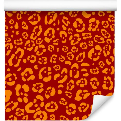 Papier peint imitation peau d'animal orange, rouge et orange, 50 x 1000 cm (1/4)