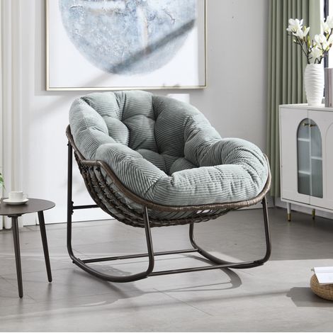 Poltrona a dondolo giardino rattan 78x106x90 OKMYHOME (1/5)
