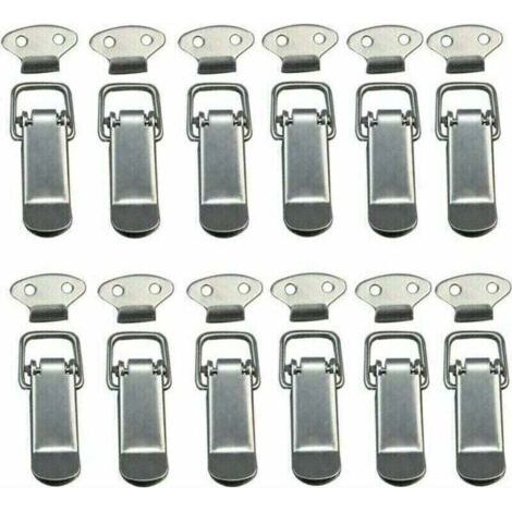 Hood Latch 12 Pieces, Lever Closure, Spring Latch, Toggle Latch Spring Loaded Clasp with Hook Stainless Steel Spring Closure for Case, Box, Drawer, Cabinet (1/5)