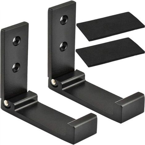 Patère pliable en aluminium, patère murale pliable, crochet pour casque, lot de 2 (noir) (1/4)