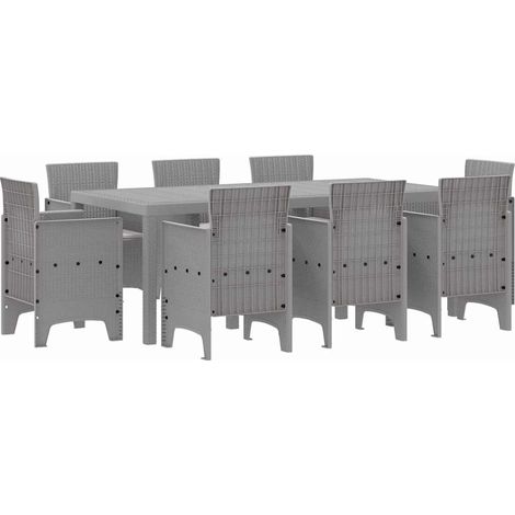 Maison Exclusive - Garten Essgruppe 9 pcs Hellgrau Polypropylen
