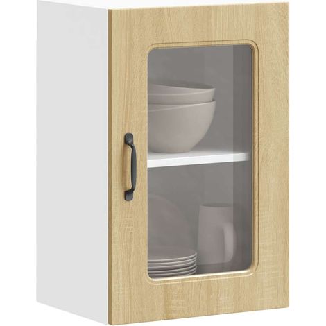Küchen-Hängeschrank mit Glastür Kalmar Sonoma-Eiche Holzwerkstoff