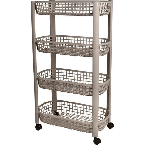 Desserte universelle 4 niveaux à roulettes - Plastique Taupe - 46,5 x 26 x H 78,8 cm - Livraison gratuite (1/2)
