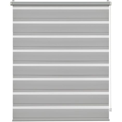 Deco Company, Tenda a Rullo Doppia a Incastro, con Catenella Laterale e Installabile Senza Forare, Bande Trasparenti e Opache, Materiale di Montaggio Incluso, Poliestere, Grigio Chiaro, 85 x 150 cm (1/5)