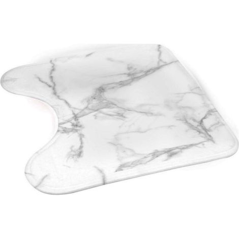 Tapis Contour WC "Effet Marbre" 45x45cm Blanc (1/2)