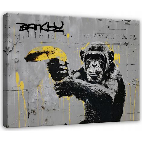 Peinture banksy singe street art graffiti moderne sur toile Murale 120x80 (1/3)