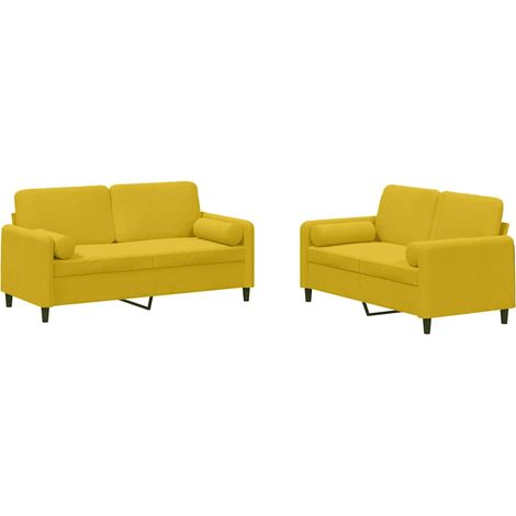Maison Exclusive - Set di Divani 2 pz con Cuscini Giallo in Velluto