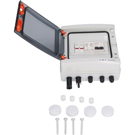 Boîte de jonction solaire 2 chaînes 15A fusibles protection foudre IP65 coffret combiné pré-câblé câble MC 1 entrée 1 sortie DC1000V (1/5)