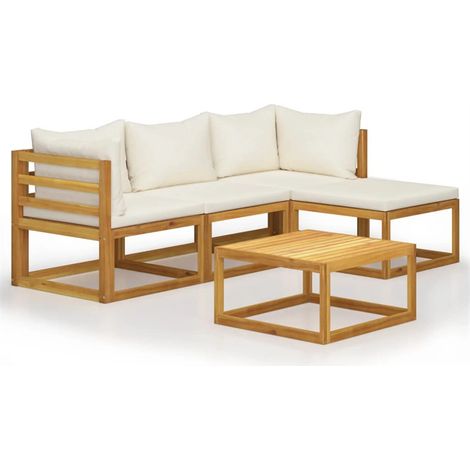 FIMEI Salon de jardin 5 pcs avec coussins Bois d'acacia solide (1/5)