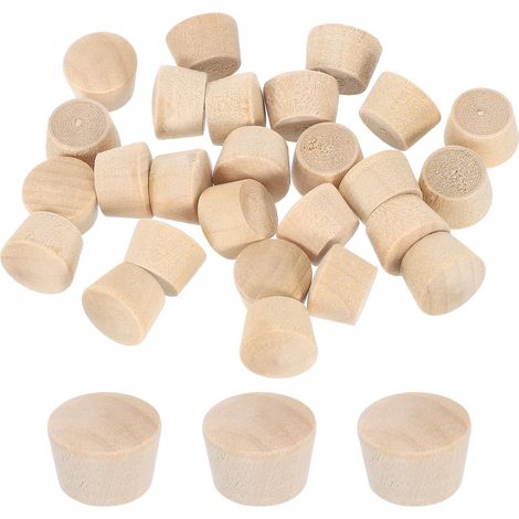 36pcs Bouchons de Fleurs en Bois, 10mm/0.39" Cache Vis en Bois Bouchons Bouteille Réutilisable Tête Plate pour Cacher Trous de Vis Décoration Meubles Travail Artisanat (11.5x10mm) (1/5)