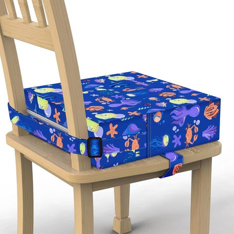 Child Booster Chair Support Stronger Non-slip Base Double Safe Straps for Dining Room Portable Travel Cushion (Blue) (1/5)