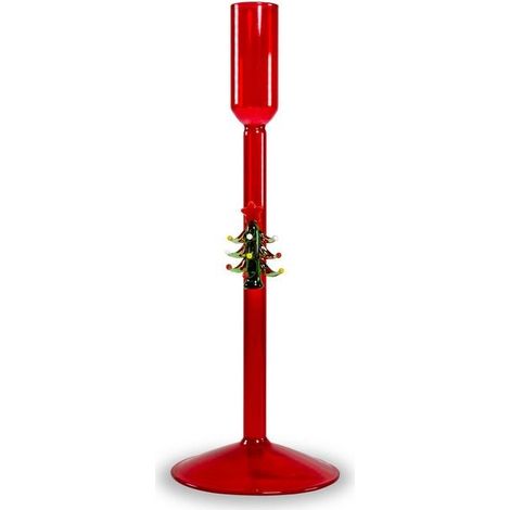 WD LifeStyle Portacandela Albero di Natale Rosso in Vetro – Decorazione Natalizia (1/2)