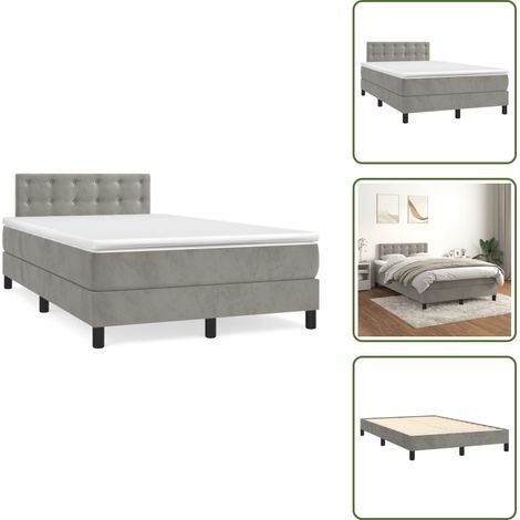 Colchón ensacado - vidaXL Cama box spring con colchón terciopelo gris claro 120x190 cm - Cama de espuma