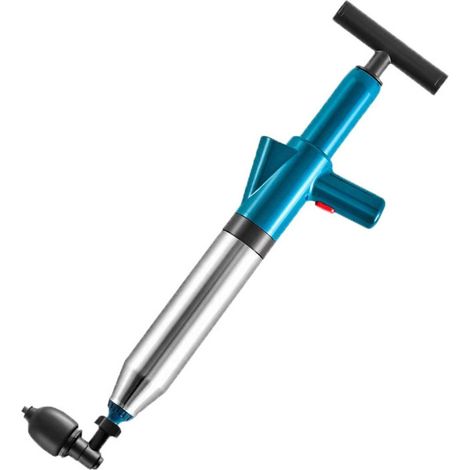 Déboucheur pneumatique professionnel - 4 embouts de débouchage - Manomètre - Acier inoxydable - Déboucheur d'évier - Toilettes - WC - Canalisation - Déboucheur d'égout - Ressort de débouchage - Ventou