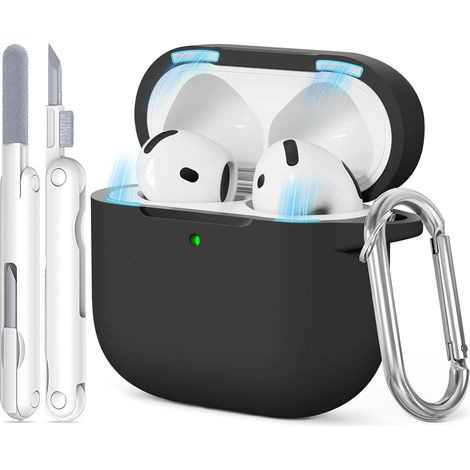 1 Coque Silicone, Antichoc, Magnétique, Charge Sans Fil, Kit Nettoyage, Porte-Clés, pour AirPods 4 (1/5)