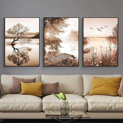 40x60cm Beige Décoration de la Maison Poster Moderne Reed Plante Décoration Paysage Peinture Chambre Salon Bureau Fond Décoration Sans Cadre