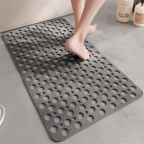 (Gris, 75 x 43 cm) Tapis de salle de bain antidérapant super doux, tapis à ventouse de salle de bain, adapté aux baignoires lisses/non texturées (1/5)