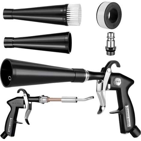 Pistolet de Nettoyage à Air Comprimé pour Voiture, Pistolet de Séchage et Nettoyage, Outil de Détailing Auto avec 2 Buses, pour Sièges, Roues, Moteur, Tissu, Cuir et Zones Difficiles d’Accès